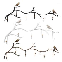 5 Hooks Wrought Iron Bird Door Hook Rack Clothes Rack Robe Key Holder Door Mounted Hat Hanger Kitchen Wall Home Decoration1222Z