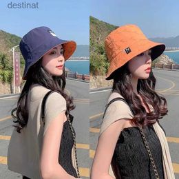 Wide Brim Hats Bucket Hats Women Summer Double-Sided Wear Bucket Hat Wide Brim Outdoor Fordable Flat Top Panama Fishermen Cap Lady Travel Beach Visor HatsL231221