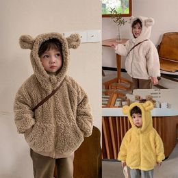 Winter Kids Teddy Bear Faux Fur Parka Jacket Children Clothing Girls Boys Jacket Clothes Coat Snowsuit Outerwear Overcoat 231221