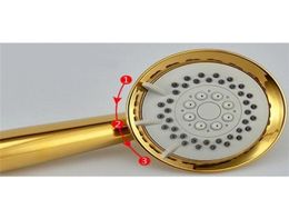 Solid Copper Gold Plated three functions Handheld Shower Luxury Batnroom Hand Shower Head wiht gold holder and shower hose BD667 28374965