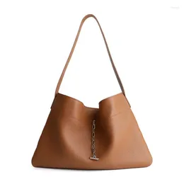 Evening Bags 2024 Litchi Pattern Tote Bag With Large Capacity Retro One Shoulder Commuting Fashion Simplicity Versatile Underarm Handbag