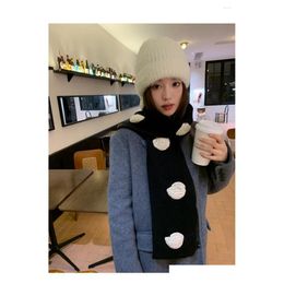 Scarves 2023 Winter Fashion Women Camellia Imitated Cashmere Wool Knitted Scarf Female Thick Gift Drop Delivery Accessories Hats Glo Dh7Sx