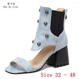 Sandals Summer High Heels Women Gladiator Peep Toe Shoes 7.5 CM Woman Heel Small Plus Size 32 - 48