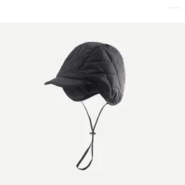 Berets Korean Retro Bomber Hats For Men And Women Ins Fashion Casual Autumn Winter Outdoor Ear Protection Warm Lamb Wool Flying Cap