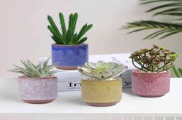 6 Pcs Ceramic Flower Pots Juicy Plants Flowerpot Bonsai Cacuts Pot Home Garden Decor Mini Succulent Plant Pots Factory direct Y0316333179