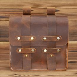 Genuine Leather Waist Packs Men Bags Fanny Pack Belt Bag Phone Travel Male Crazy Horse 231220