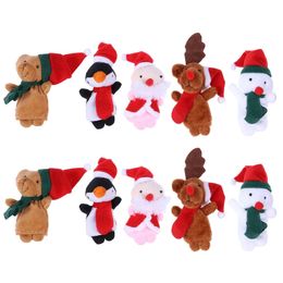 10pcs Christmas Finger Puppets Santa Claus Snowman Elk Bear Shaped Dolls Interactive Storytelling Toys for Xmas 231220