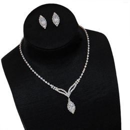 Necklace Earrings Set Elegant Shiny Rhinestone Jewelry Hypoallergenic Alloy Material Earring Gifts For Women And Bridesmaids Girls