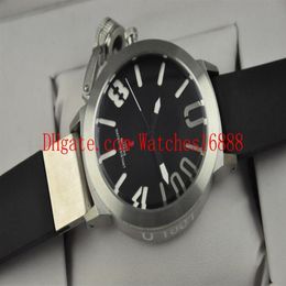 Top Quality Classico 55 U-1001 Stainless steel Blue Black Dial Black Rubber Mens Automatic Sport Watches Men's WristWatches T287q