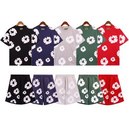 DENIM new designer set kapok full Print Bubble Print Hip Hop loose cotton short sleeve T-shirt for men and womenS-XL