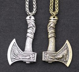 Pendant Necklaces Odin Norse Viking Wolf And Raven Axe Amulet Witchcraft Necklace Wicca Pagan Slavic Perun For Men Boys7205164