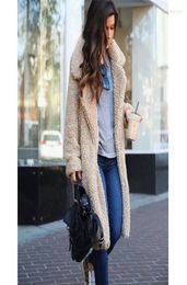 Women039s Fur 2022 Faux Coat Women Autumn Winter Thick Warm Soft Fleece Long Jacket Open Stitch Outerwear Overcoat Bear Teddy7917819