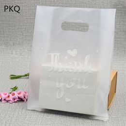 Gift Wrap 50PCS Translucent Thank You Print Plastic Bag Favour Jewellery Boutique Packaging Shopping Bags With Handle1319y