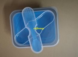 Dinnerware Sets 150pcslot Portable Silicone Folding Bento Box Collapsible Lunch Container Bowl For Children2044261