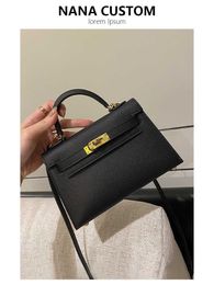Akilyle Luxury Designer Totes Bag second-generation Bag Women's Elephant Grey Genuine Leather Mini Crossbody Bag Black Handbag