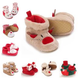 フラットシューズ幼児用新生児ブーツサンタフットベイビークリスマスブーツ素敵なスノーフレークサンタデザイン冬の温かいスリッパアンチスリップシューズL2312099