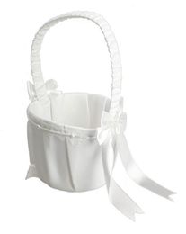 Satin Wedding Decoration Ivory Bow Love Case Flower Girl Basket For Wedding Ceremony Party Home1819082