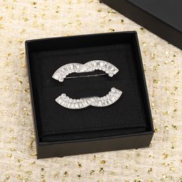 2024 Luxury quality charm brooch with diamond in silver plated have stamp box PS3631A