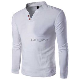 Men's T-Shirts 2023 Summer New Fashion Trend V-neck Men's T-shirt Personalised Double Button Casual Solid Polo ShirtL2404