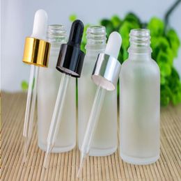 Frosted Clear Round Glass Bottle 30ml Dropper Bottle with Gold Silver Black Lids For Essential Oil Eliquid 440Pcs Lot Swdpi