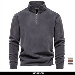 AIOPESON Brand Quality Thicken Warm Fleece Jacket for Men Zipper Neck Pullover Men's Sweatshirt Soft Shell Mens Jacket 231220
