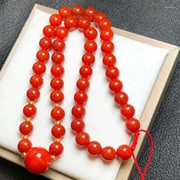 Pendants Send Certificate Natural Red Jade Round Bead Necklace Clavicle Chain Women Healing Jewellery Southern Agate Beaded Necklaces