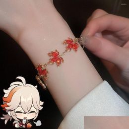 Charm Bracelets Kaedehara Kazuha Inspired Bracelet Cosplay Genshin Impact Scarlet Leaves Girl Fashion Accessories Costume Props Drop Otpj1