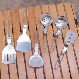 Folding Spatula Spoon Shovel Food Turner Fold Stainless Steel Outdoor Camping BBQ Cooking Tableware Picnic Supplies 231221