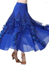 Stage Wear Modern Dance Skirt Sequin Big Swing Ballroom Dancing Social Practise Clothes Competition