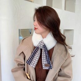 Scarves Korea Style Cute Swallow Gird Pattern Intersection Simple Knitting Cross Lazy With A Warm Small Scarf Women