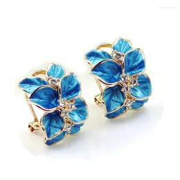 Stud Earrings Ociki Cubic Zirconia Rose Gold Color Crystal Blue Red Black For Women Gift Rop Fashion Jewelry Wholesale