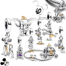 New 100th Anniversary Mouse Bracelet Disnes Duck Pig Elephant Gold Charm Pendant Diy Fit Pandoras Designer Necklace for Women Jewellery Gift Z6BW