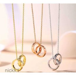 v Gold High Edition Double Ring Necklace Women's New Buckle Roman Letter Pendant Rose Transit Bead Collar Chain Luxury Designer Jewelry Ti Co UBEH