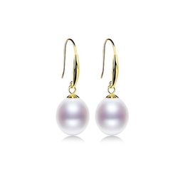 XF800 18K Gold Earrings Natural Fresh Water Au750 Pearl Drop Fine Jewlery Wedding Party Gift For Women Girl E235 210624198i