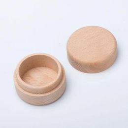 Beech Wood Jewelry Box Small Round Storage Box Retro Vintage Ring Box for Wedding Natural Wooden Jewelry Case Organizer Container TH1238