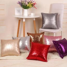 Pillow Cushion/Decorative Pillow Pillowcase Solid Colour Glitter Silver Sequin Bling Throw Case Cafe Home Decor For Sofa Car Cushion Cover