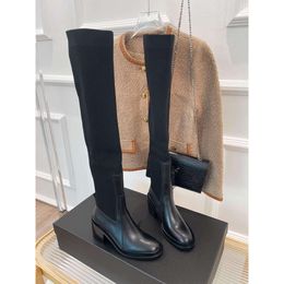 Women's classic autumn and winter new boots Black long boots low heel waterproof table claasic top quality personality 2023 women's shoes Jiiil Sender mingzhu