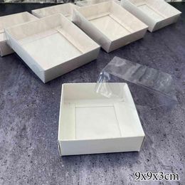 White Cake Gift Box Cardboard Packaging Clear PVC Window Transparent Lid Cookie Candy Wedding Clothes Dress Guests Boxes 210323241l