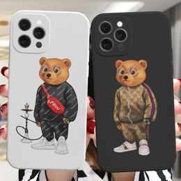 Fashion Brand Cute Bear Popular Colours Case for iPhone 14 Plus 12 11 13 Pro Max Mini 13 Pro Max Luxury Candy Silicone Cover 231221