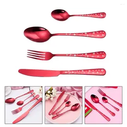 Dinnerware Sets Christmas Knife And Fork Four Pieces Kit Portable Durable Tablewares Stainless Steel