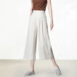 Women's Pants Office Lady Simplicity 2023 Clothing Casual Fashion Loose Summer Thin Solid Color Pocket Elastic Waist Wide Leg