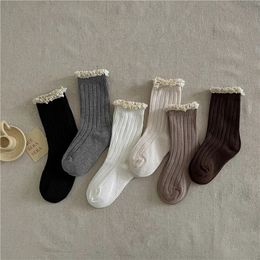 deer jonmi Spring Autumn Baby Girls Lace Cotton Socks Korean Style Children Princess Socks 231221