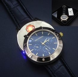 Watch Cigarette Lighter Windproof Casual Watches USB Charging Lighter Heating Wire Clock Lighter for Men7867664