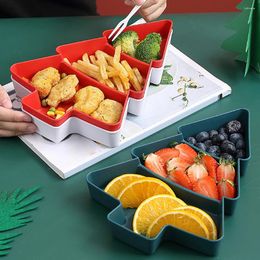 Flatware Sets 2 Pcs Containers Snack Tray Compartment Fruit Plate Christmas Tree Candy Dish Nut Pp Nuts Plates Dry Storage