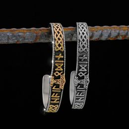 Creative Men's Viking Valknut Bracelet Hip Hop Vintage Stainless Steel Arm Ring Celtic Knot Amulet Punk Jewellery 231220