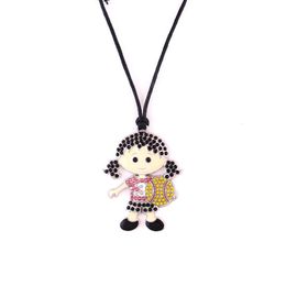 Huilin whole black wax rope necklaces and cute softball girl with Jewellery necklace with multicolor crystle jewerly pendant for245l