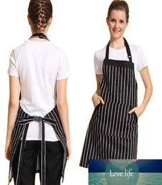 Adjustable Black Stripe Bib Apron With 2 Pockets Cook Tool Women039s and Men039s Kitchen Tools7131829