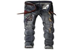 Fashion Patchwork And Embroidery Indian Men039s Slim Jeans Casual Long Pants Denim Jeans For Man Clothing3222938