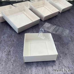 White Cake Gift Box Cardboard Packaging Clear PVC Window Transparent Lid Cookie Candy Wedding Clothes Dress Guests Boxes 210323225x