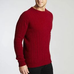 Men s Soft Merino wool Thermal Stitch Crewneck Sweater 231220